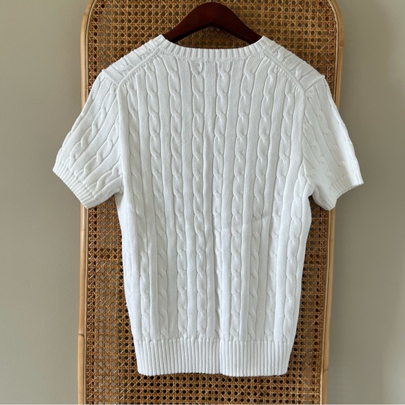Polo Ralph Lauren Women's Cable Knit Short Sleeve Sweater - White - Picture 5 of 6